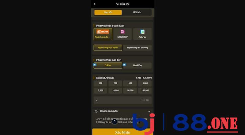 Nạp tiền bằng Internet Banking
